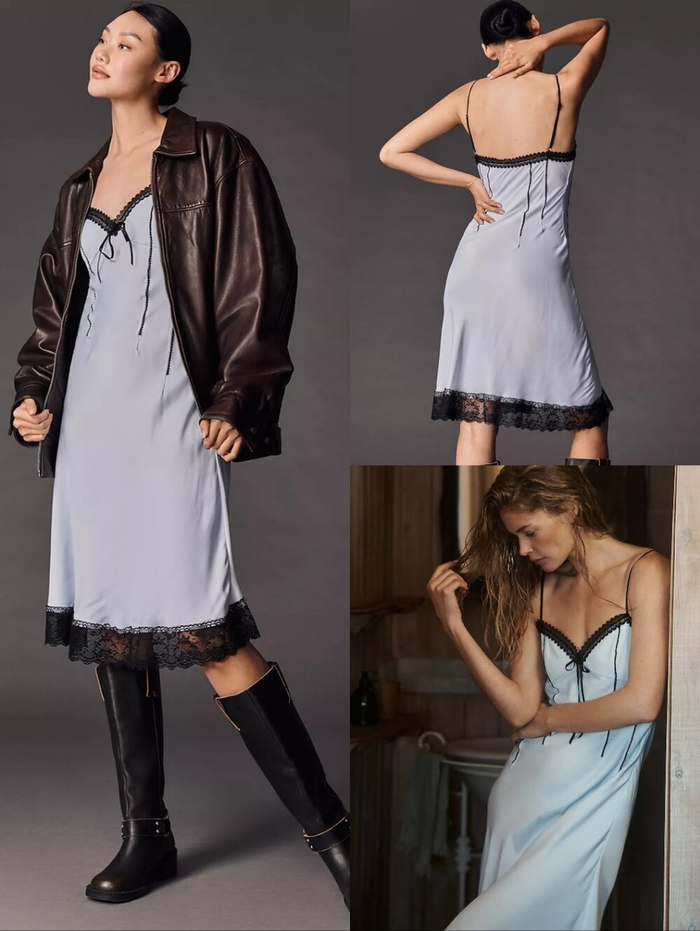 By Anthropologie V-Neck Lace-Trim Slip Dress Sz 12 Coquette Y2K Style Thin Strap